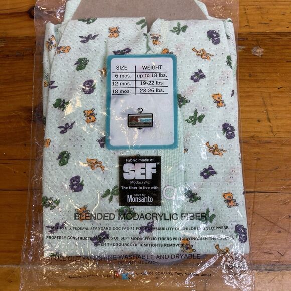 NOS Vintage Baby 9M Sleeper Footed‎ Pajamas Snap USA KMart NWT Lightweight - Picture 6 of 10